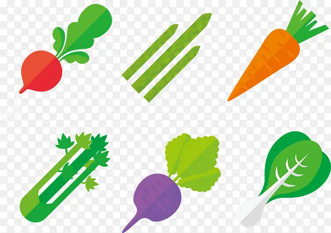 顺序排列的手绘蔬菜