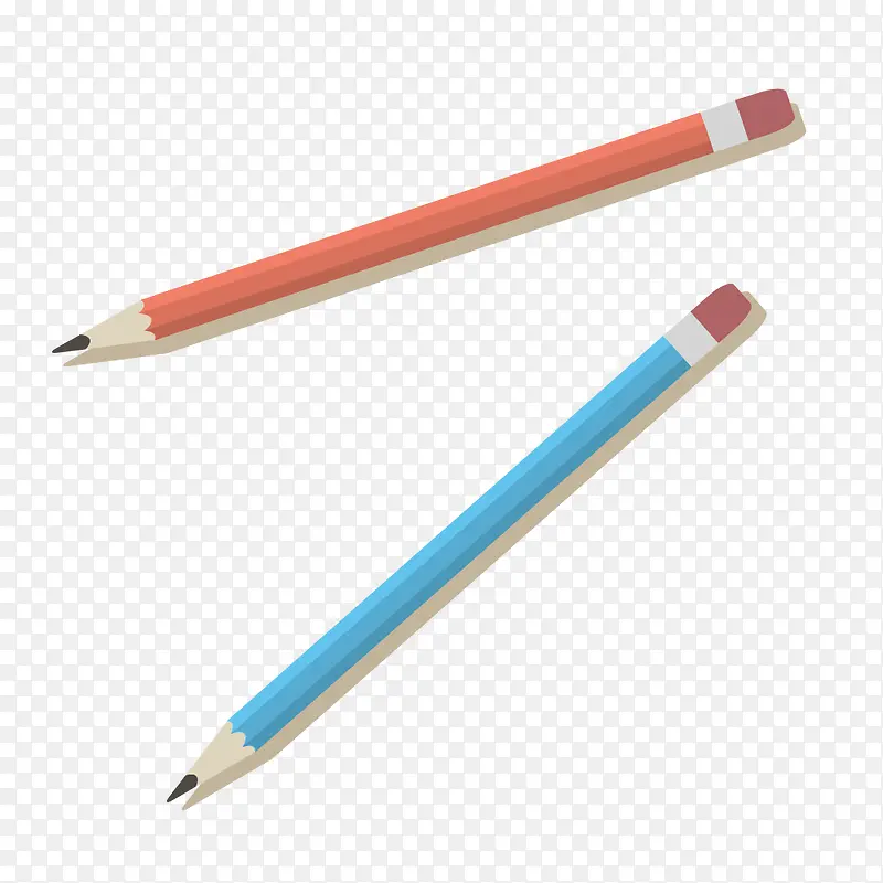 商务办公彩色铅笔俯视图矢量素材