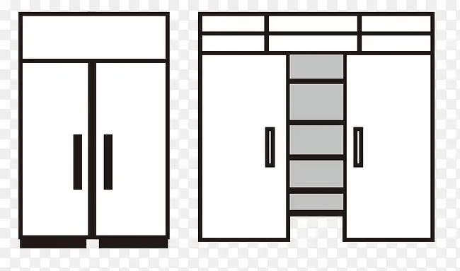 矢量线描黑色衣柜