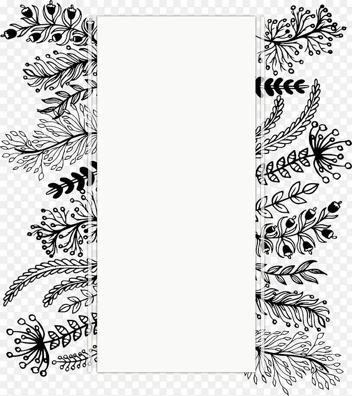 手绘野花野草装饰标题框