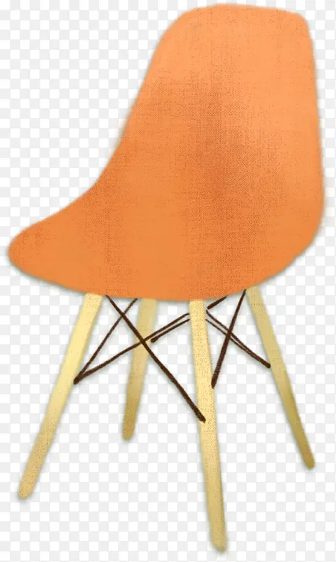 手绘水彩橙色的休息椅子