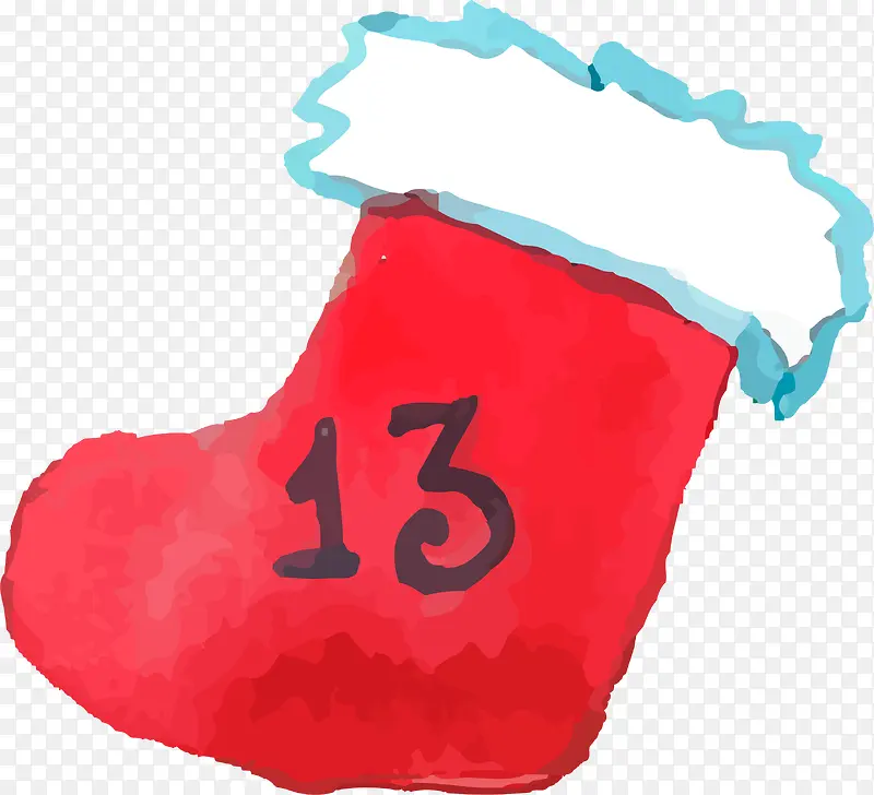 水彩圣诞袜数字13