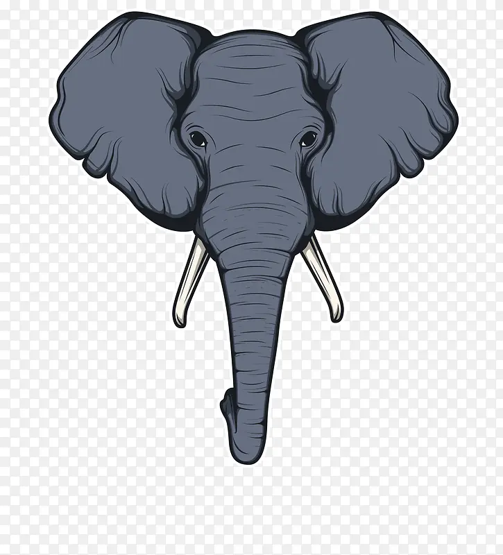矢量深蓝色的卡通大象头