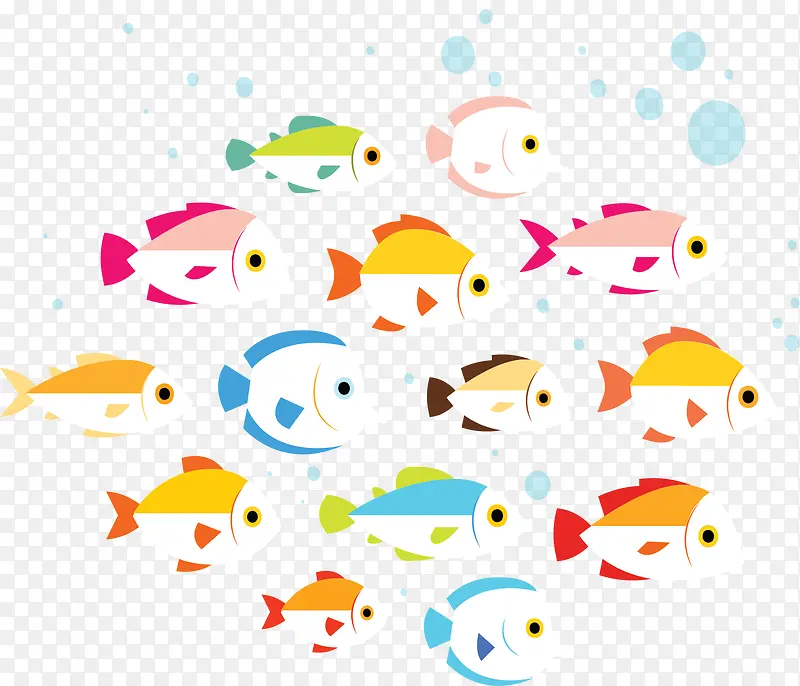 彩色卡通海洋鱼群