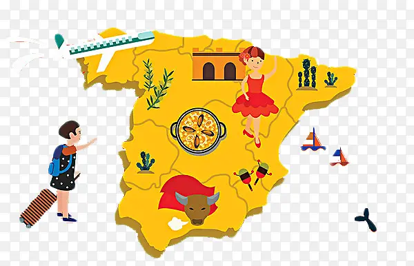 西班牙游客地图卡通版