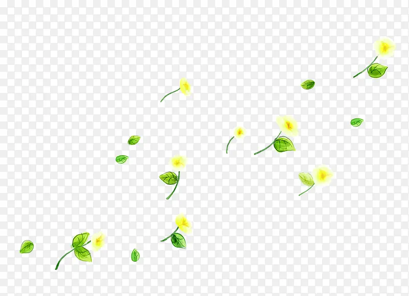 黄色简约植物漂浮素材