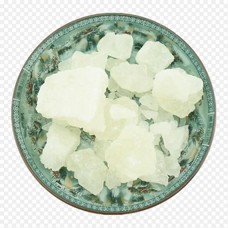 花瓷碗里的水晶冰糖
