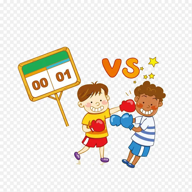 卡通儿童拳击比赛素材
