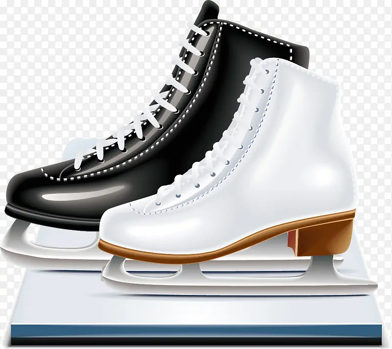 黑白色溜冰鞋手绘元素