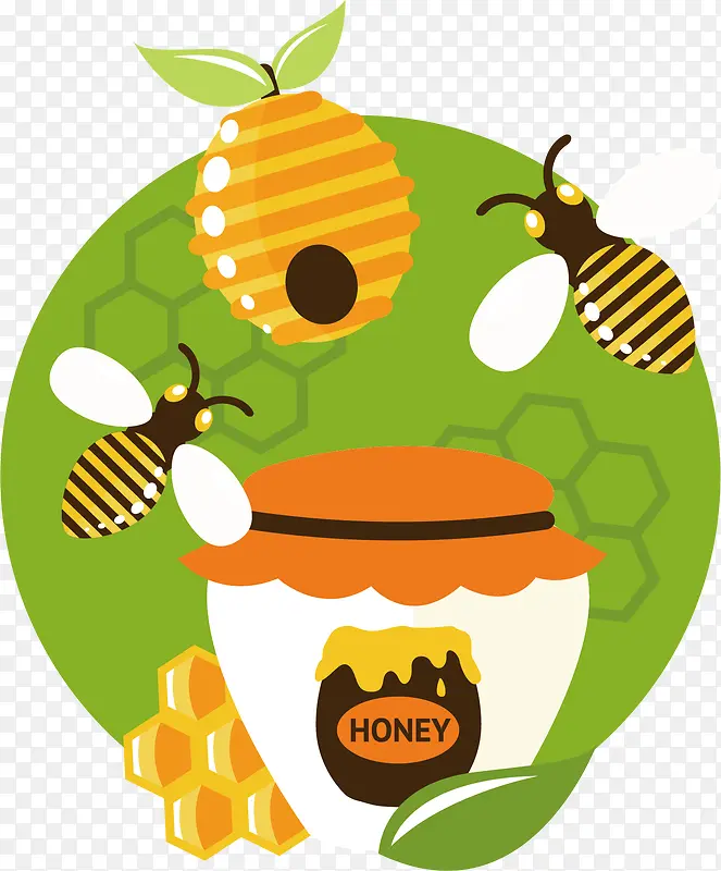 矢量蜜蜂蜂蜜圆圈