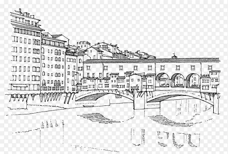城市建筑线描图