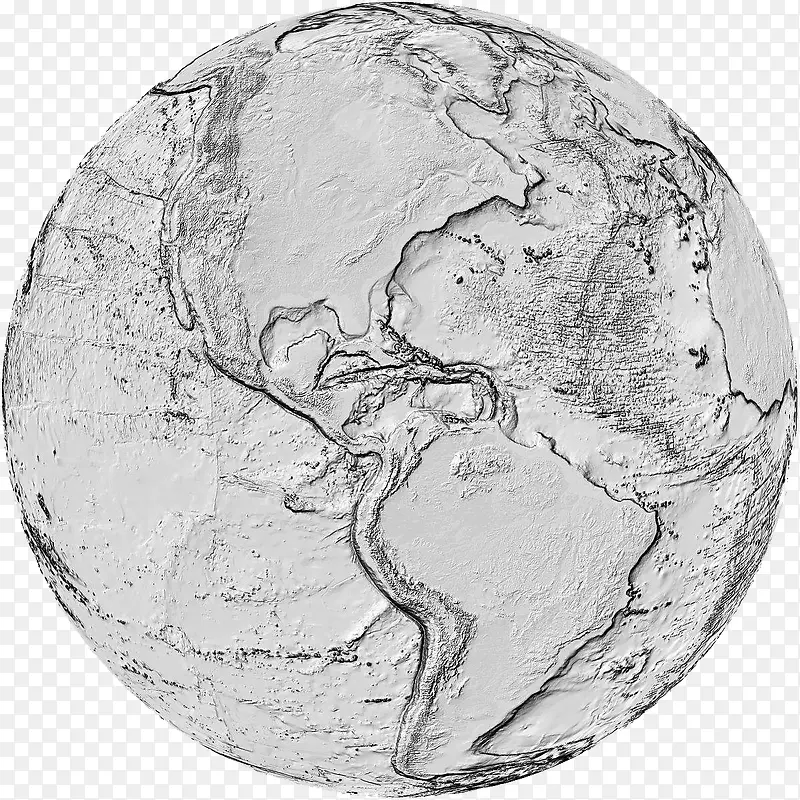 显示地球表面地貌黑白地球图案