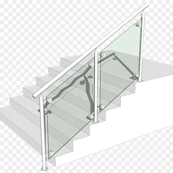 立体楼梯不锈钢玻璃栏杆免抠