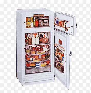 打开的存储食物的冰箱
