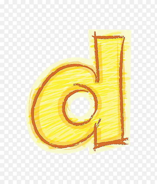 橙色手绘字母d