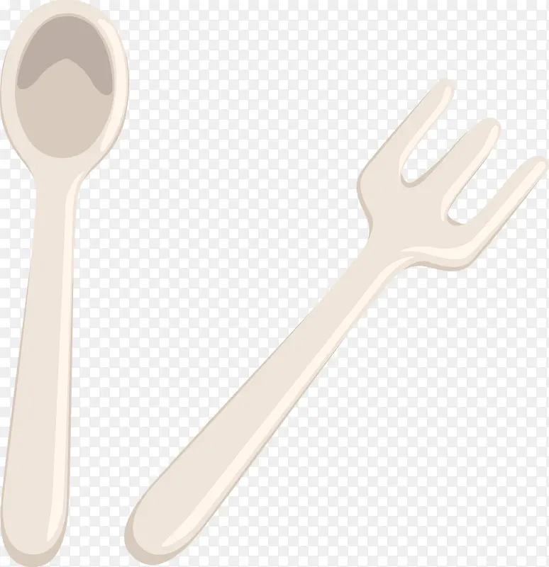 矢量白色勺子与叉子