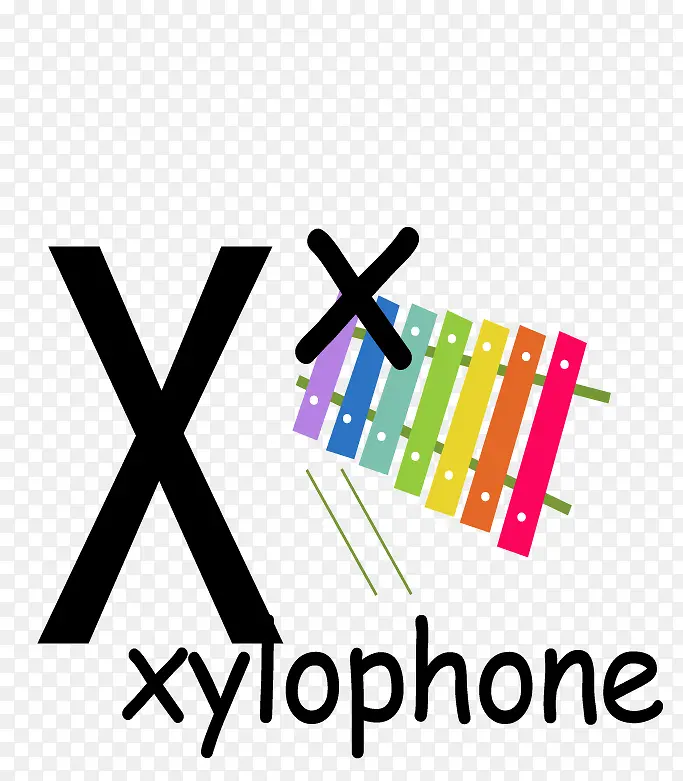 单词xylophone学习卡片