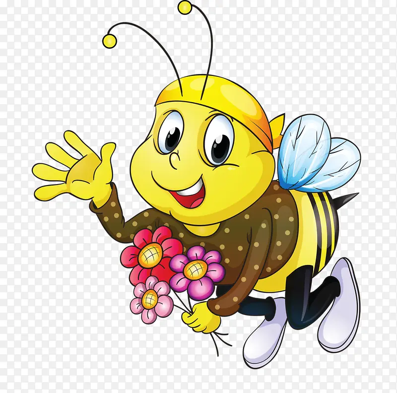 卡通采花小蜜蜂