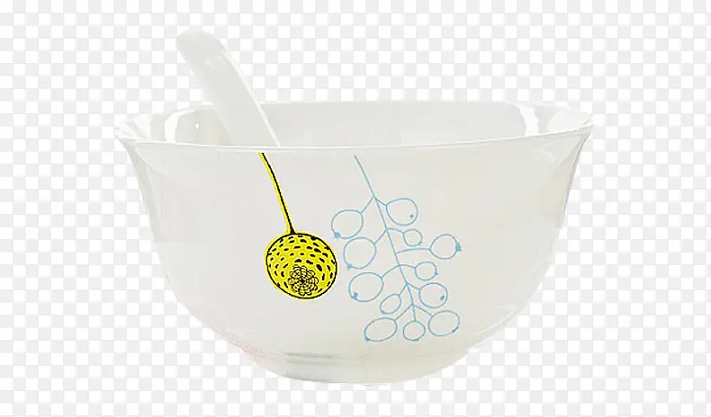 白色碗和碗里的勺子