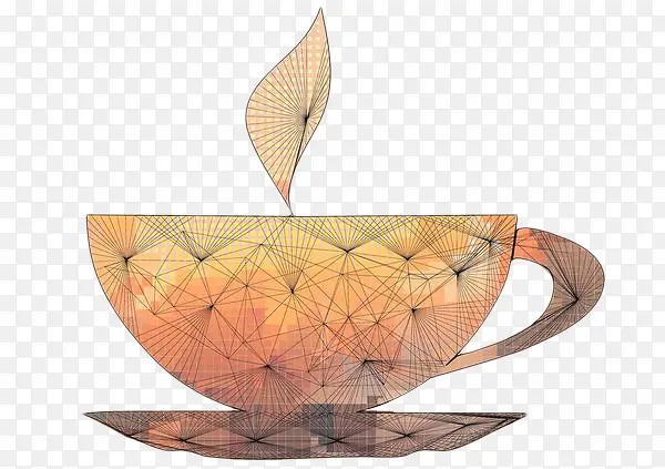 彩色几何线条茶碗