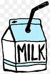 卡通简笔画牛奶盒
