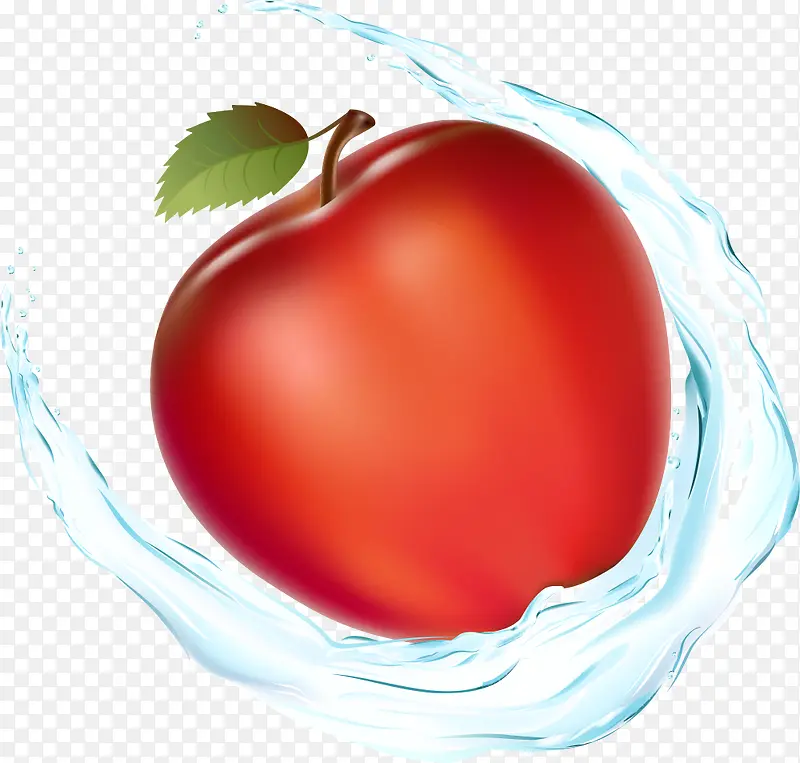 水中的矢量红苹果
