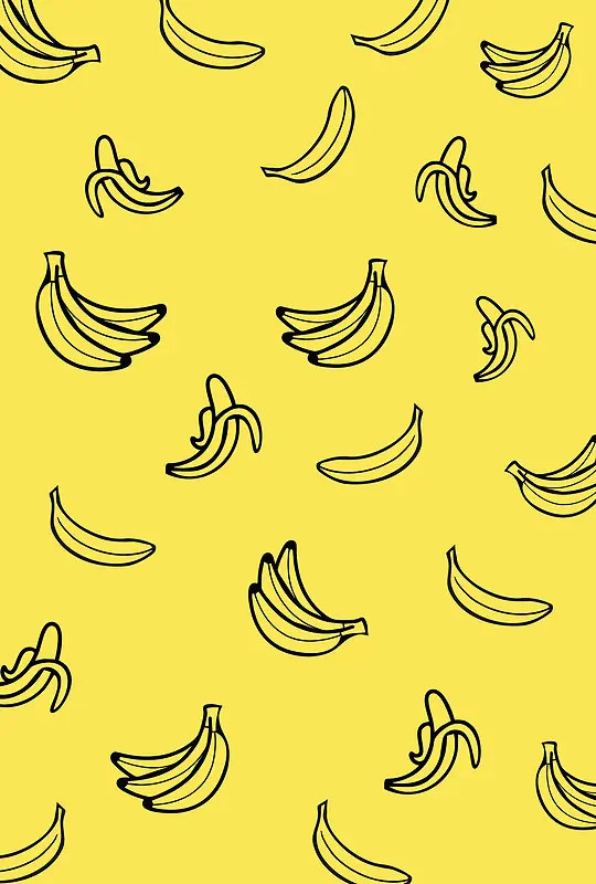 黄色背景黑色线条香蕉
