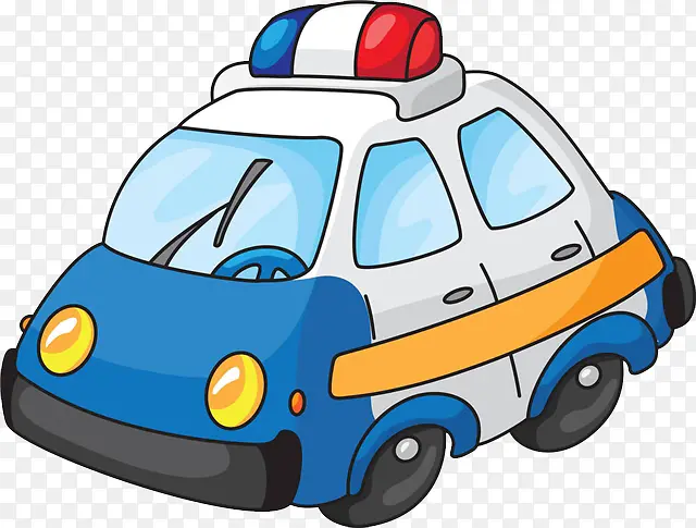 一辆手绘的蓝色警车