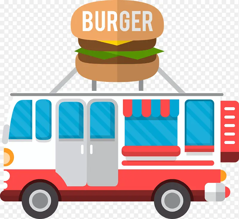 扁平化矢量汉堡包食物车