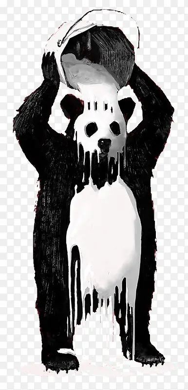创意拿着铁桶的熊猫