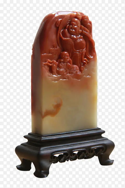 红色雕刻中国风玉印