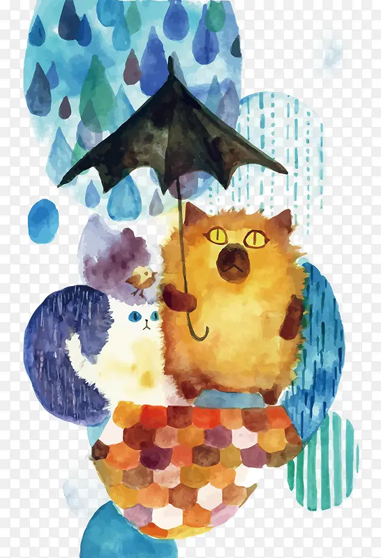 矢量雨里的猫