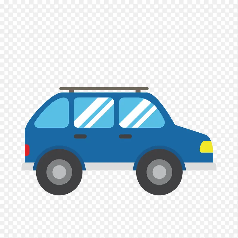 蓝色设计卡通小轿车