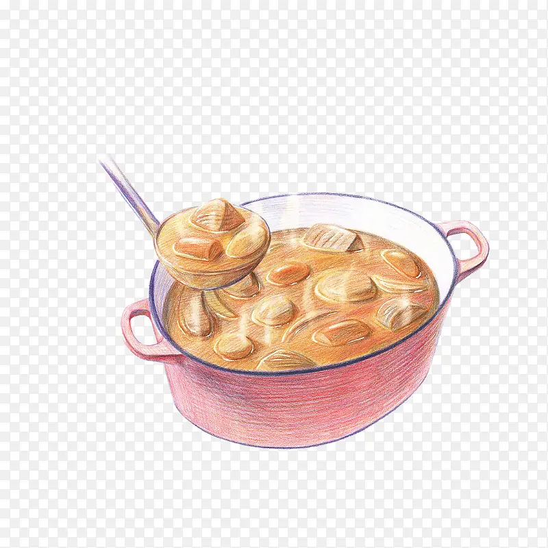 彩绘美味咖喱汤素材
