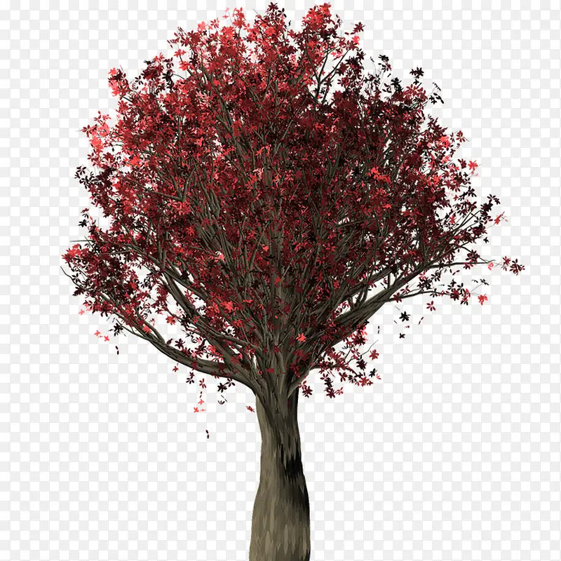 红色树木手绘