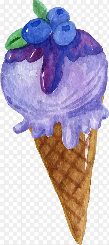 矢量手绘蓝莓冰激凌
