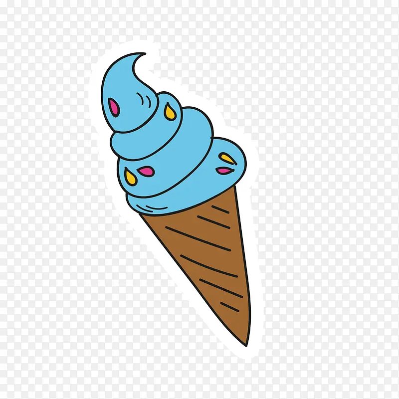蓝色冰激凌卡通图标