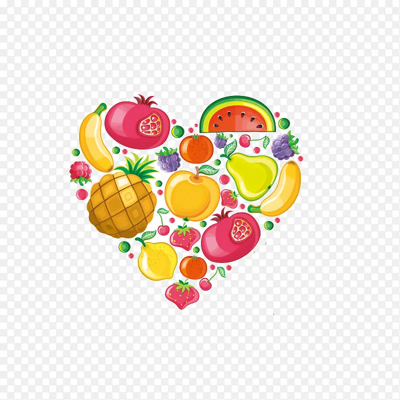 各种水果组成的心形