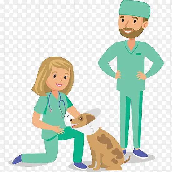 卡通宠物医生和狗狗