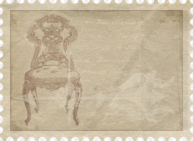复古印有凳子的邮票