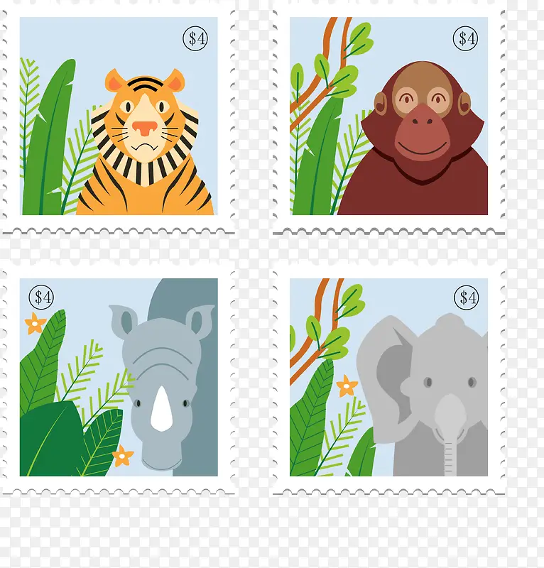 创意动物邮票