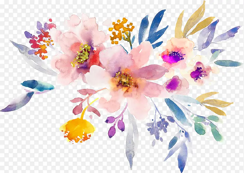 水粉彩绘花朵素材