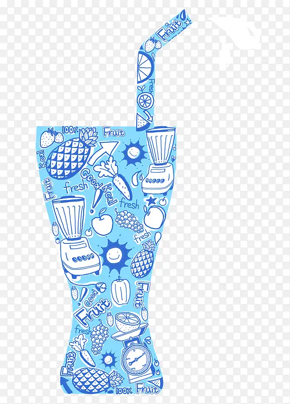 蓝色花纹饮料杯
