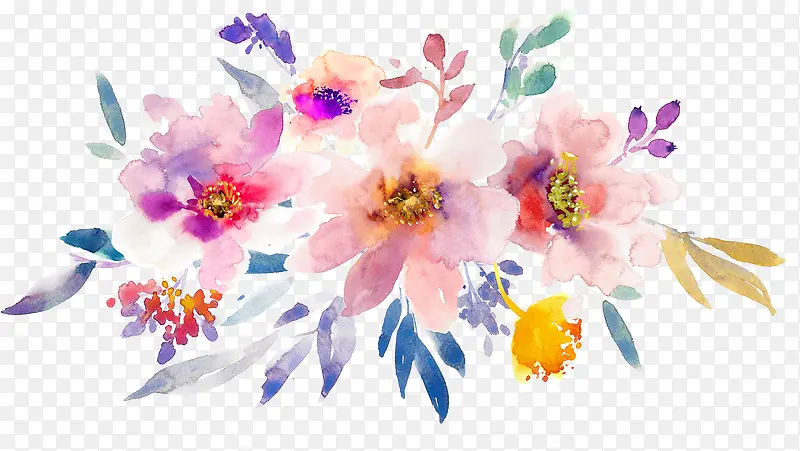 水粉彩绘花朵素材