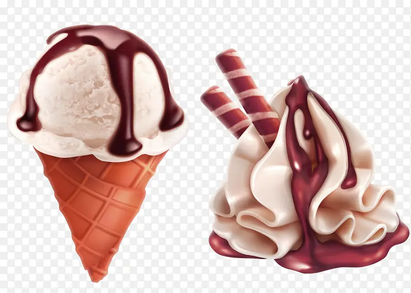 橙色甜筒冰淇淋装饰图案