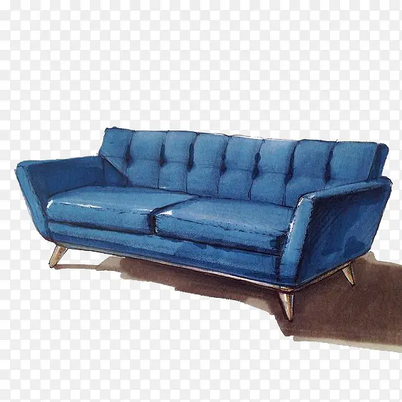 蓝色手绘装饰沙发