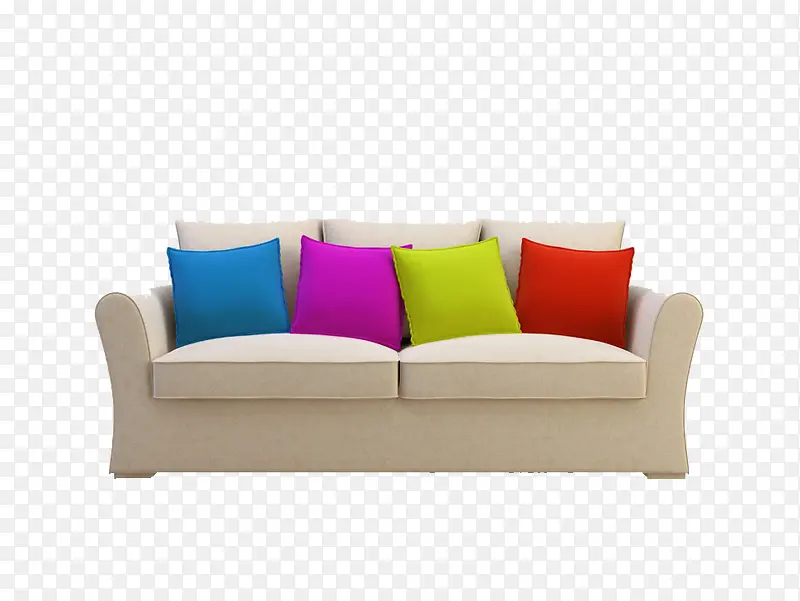 彩色靠枕双人沙发