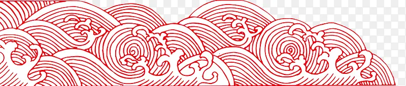 红色祥云波纹免抠素材