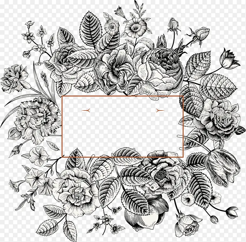 素描花朵边框