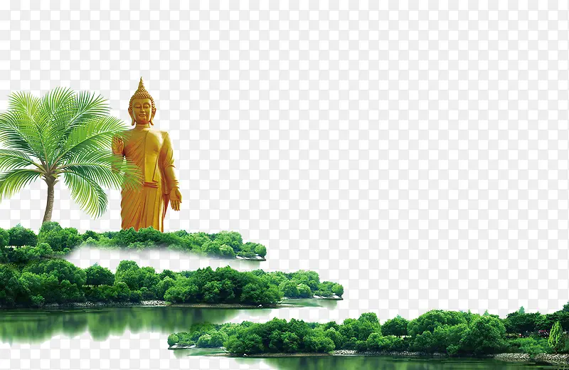 绿色小清新泰国旅游海报